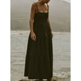 thumbnail image 4 of GXFC Women Slip Swing Dress Spaghetti Straps Black Cami Dress Summer Loose Smocked A-line Midi Dress Sundress for Women Beach, 4 of 5
