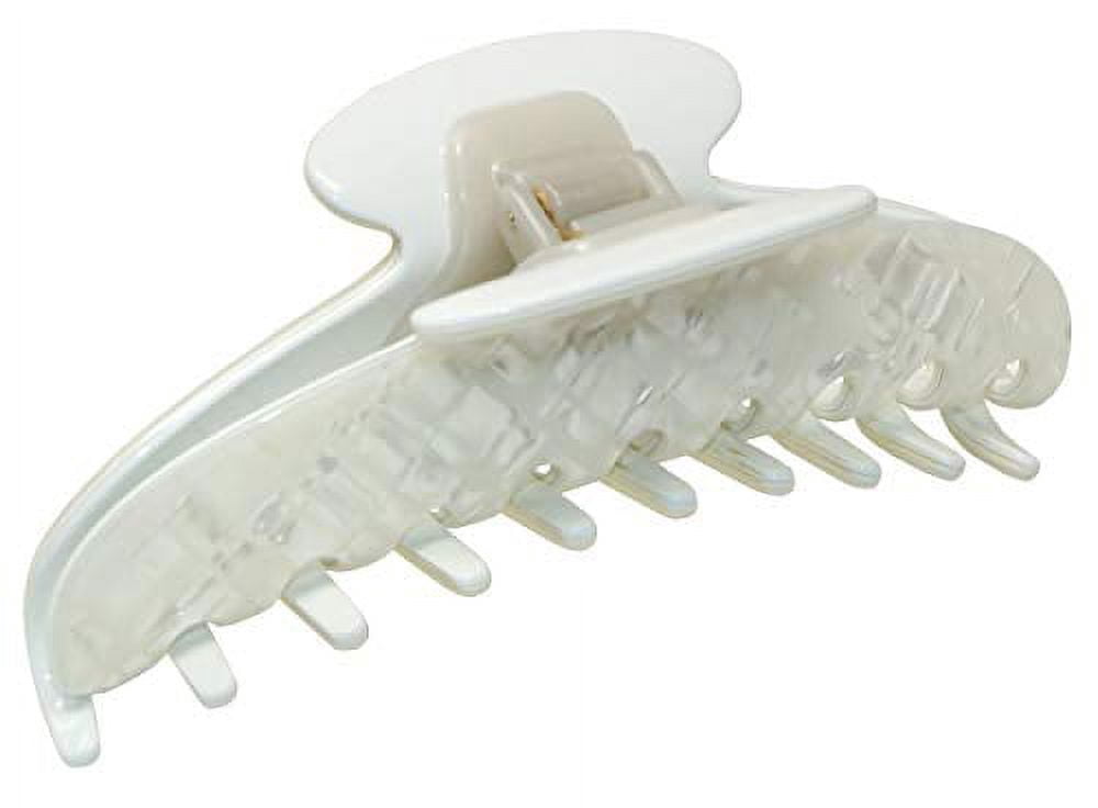 French Amie Contour Frost White Large 4 ¾” Handmade Cellulose Hair Claw Clip