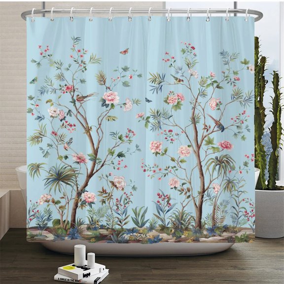 Nordic style Flower Leaf Plant Printed Fabric Shower Curtains Floral Bath Screen Waterproof Products Bathroom Decor with