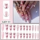 thumbnail image 3 of Uñas postizas con diamantes de imitación, uñas postizas rosas, mariposas, uñas brillantes para damas y niñas, 24 Uds., 3 of 6
