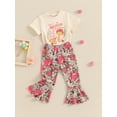 thumbnail image 3 of Bagilaanoe 2pcs Toddler Baby Girl Pants Set Letter Short Sleeve T Shirt Tops + Flare Trousers 6M 12M 18M 24M 3T 4T Kids Casual Clothes, 3 of 7