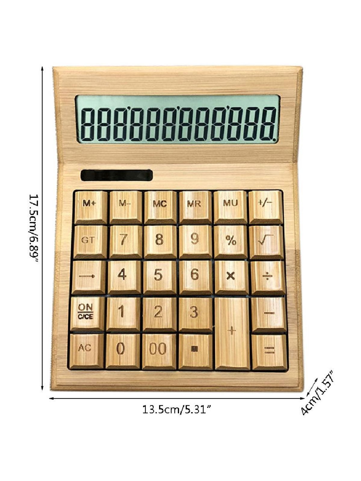 12-digit Functional Desktop Calculator Solar Power Bamboo Calculators