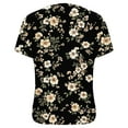 thumbnail image 6 of JTZGDY Women's Summer Tops Floral Pattern Printed Short Sleeve Dressy Chiffon Ruched Blouses Sexy V Neck Work Tunic Tops Casual Loose T-Shirts Black#01 XXL, 6 of 7