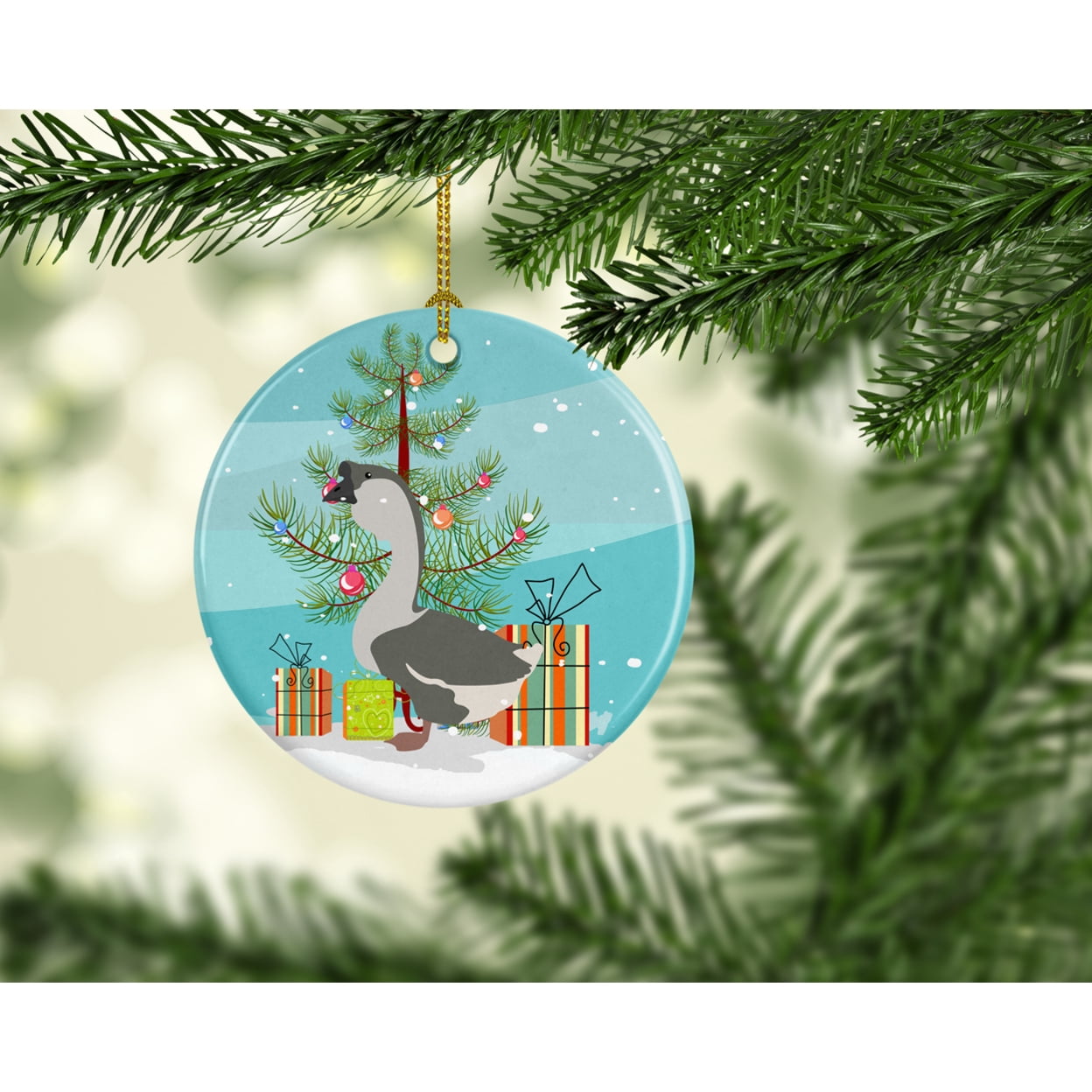 African Goose Christmas Ceramic Ornament