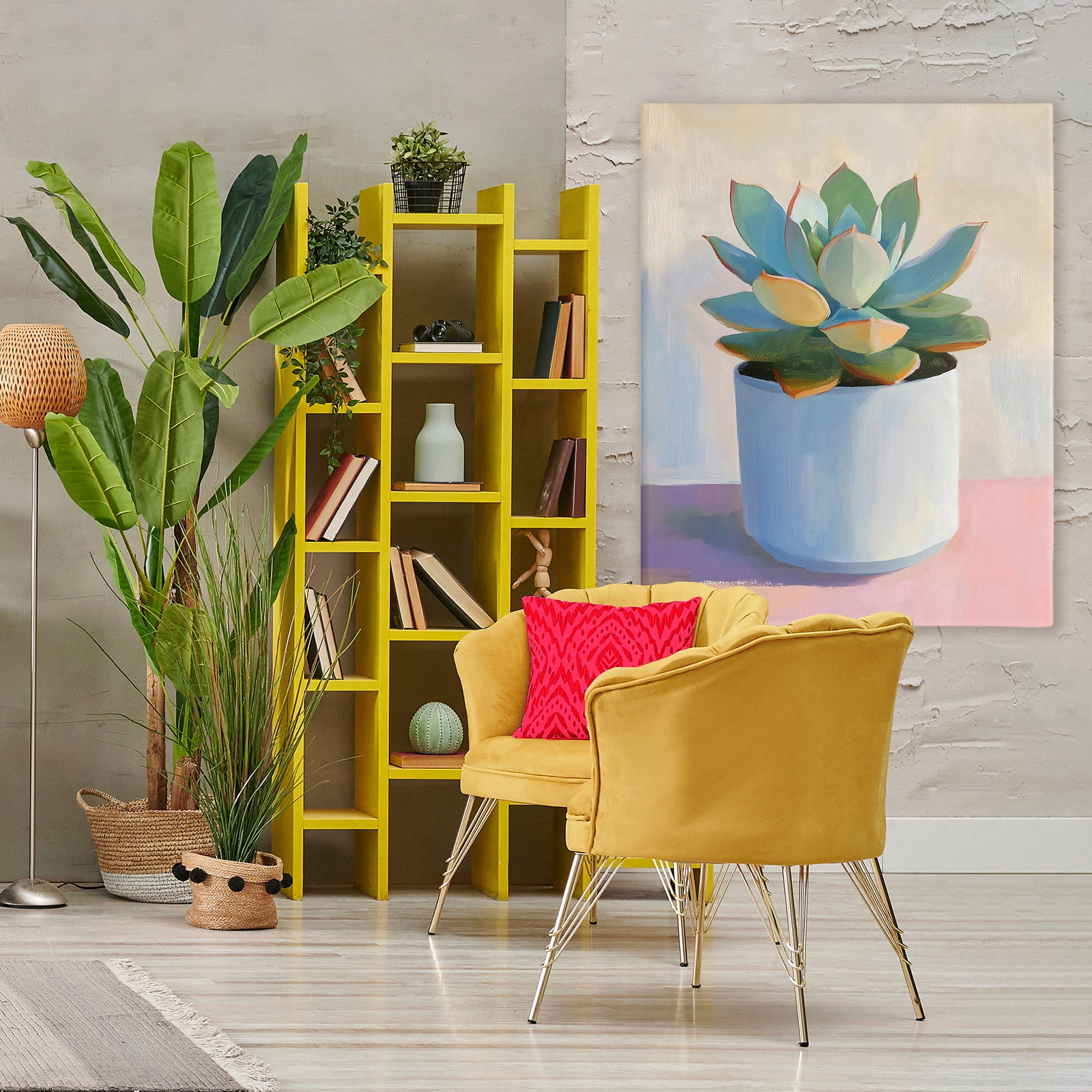 Stupell Industries Succulent Plant in White Pot Canvas Wall Art, design by The Prints Vibe
