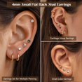 thumbnail image 7 of Set of 8 pairs Stainless Steel Stud Ring Men's and Women's Small Opal Ball CZ Surgical Steel Flat Back Earrings Earrings， Golden, 7 of 7