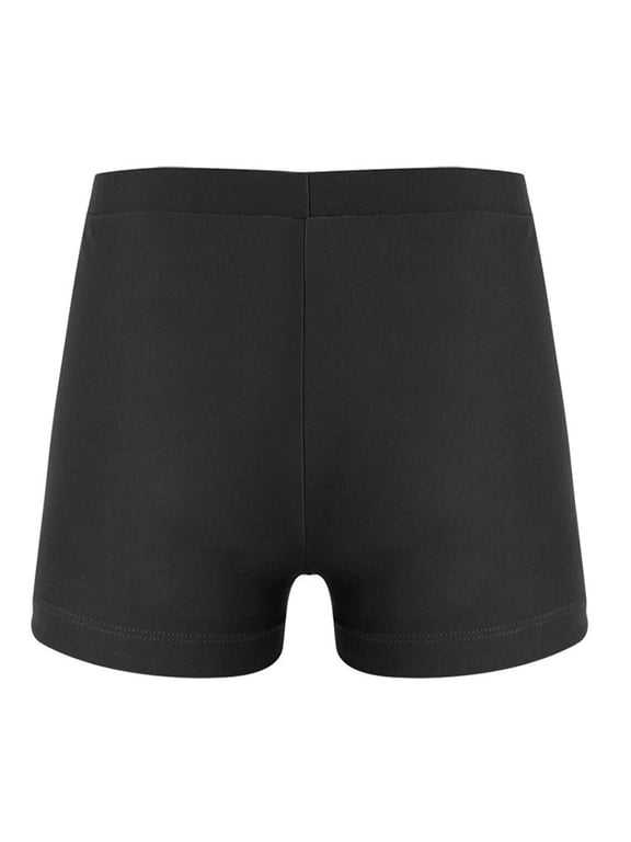 Kids Girls Boy Cut Shorts Low Rise Active Dance Shorts Yoga Workout Bottoms A Black 14