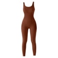 thumbnail image 4 of DHFJKG Women's Workout Seamless Jumpsuit Yoga Ribbed Fitness One Piece Tank Top Leggings Romper Sleeveless Square Neck Gym Sportswear Soft Onesie, 4 of 4