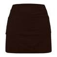 thumbnail image 4 of Iugvhana Womens Skorts with Pockets Lightweight Tummy Control Plus Size Skorts for Women High Waist Solid Color Athletic Sports Skirt Shorts Brown#04 XXL, 4 of 5
