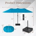thumbnail image 3 of Gymax Parasol de Patio Double Face de 15 Pi avec 48 Lumières DEL Solaires, Base Incluse pour Piscine, Turquoise, 3 of 10