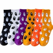 6 Pair Women Halloween Socks Novelty Crew Set Prints Ghost Halloween Gift
