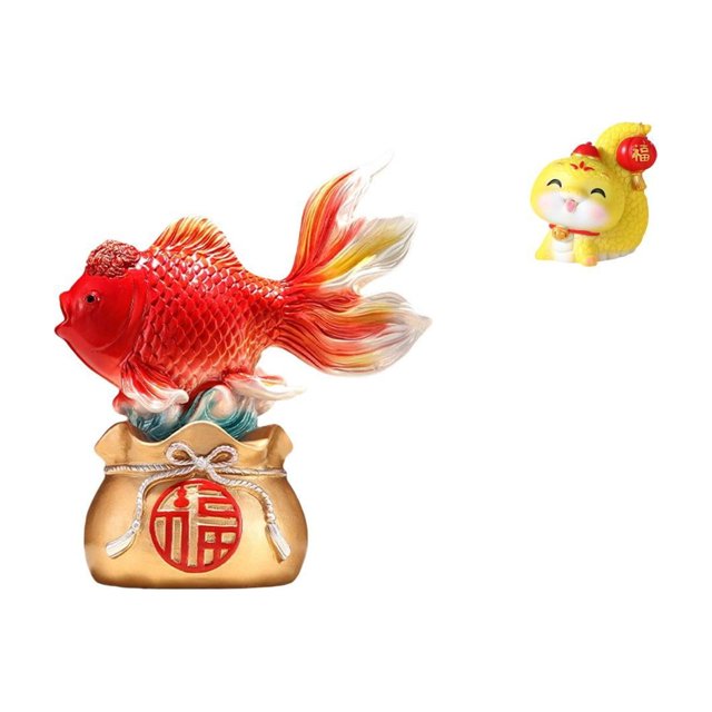 Estatua De Koi Y Serpiente De Dibujos Animados De Feng Shui Chino, Decoración De Escritorio Para Año Nuevo, Vacaciones, Oficina, Entrada Del Hogar, Centro De Mesa, Regalo De Inauguración De
