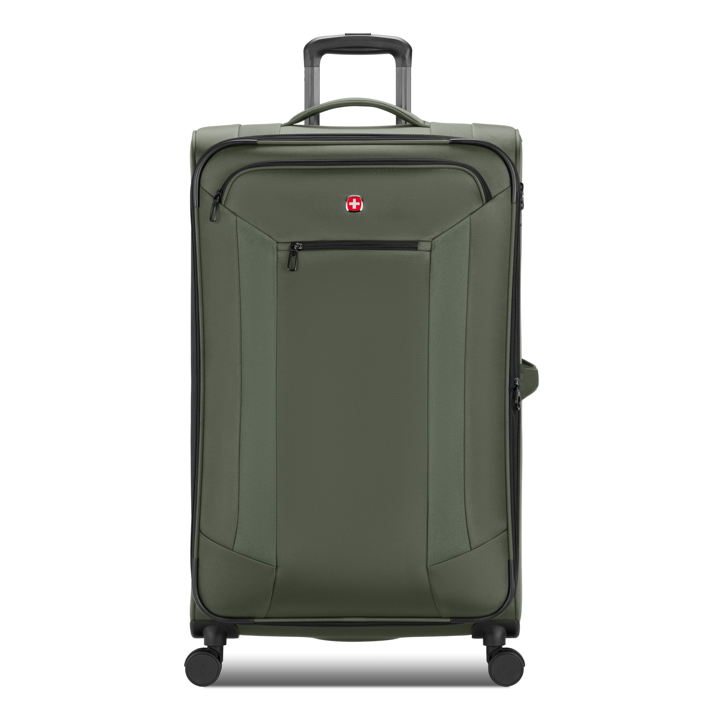 SWISSGEAR Stride Expandable Large Checked Spinner Luggage, Olive Green, 8 Wheels & Built-in TSA Lock