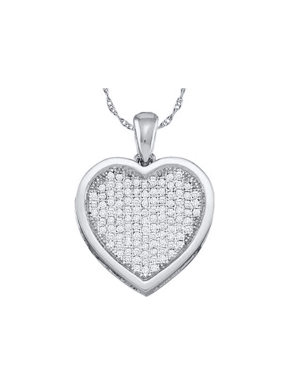 Sterling Silver Womens Round Diamond Small Heart Cluster Pendant 1/20 Cttw 