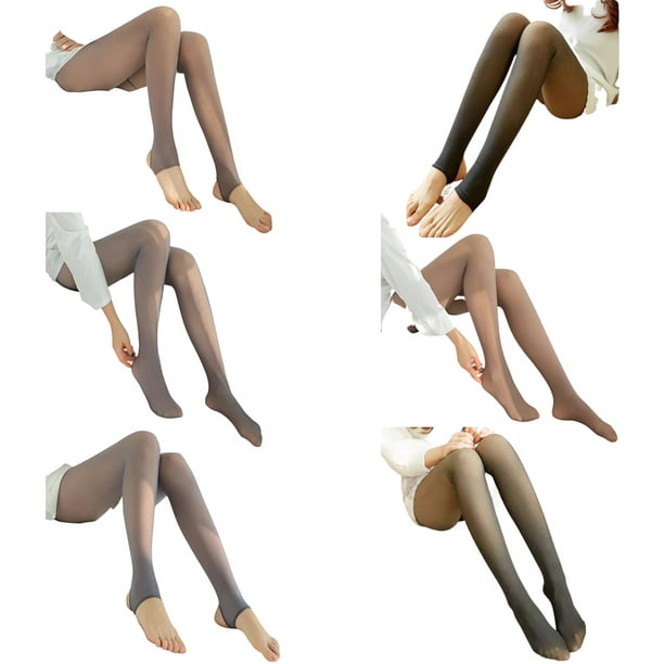 Women Winter Warm Leggings High Waist Translucent Solid Color Leg
