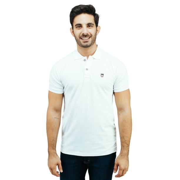 Playera Tipo Polo Color Blanco Con Bordado Slim Fit Para Hombre