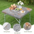 thumbnail image 4 of Gray Orange Marble Pattern Square Fitted Tablecloth with Elastic Edge,Square Table Cover,Washable Elastic Table Cover for Home Kitchen Party Decor 34"x34", 4 of 6