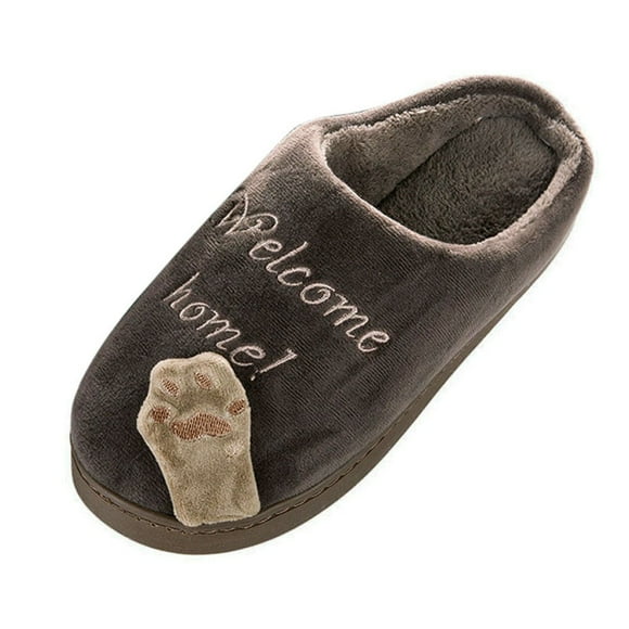 XZNGL Men Winter Home Slippers Cartoon Cat Non-slip Warm Indoors Bedroom Floor Shoes