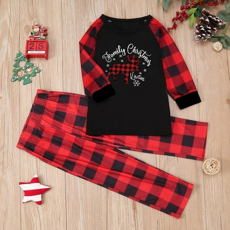 

SUWHWEA Christmas Pajamas for Family Christmas Women Mommy Printed Top+Pants Family Matching Pajamas Set Family gifts on Clearance