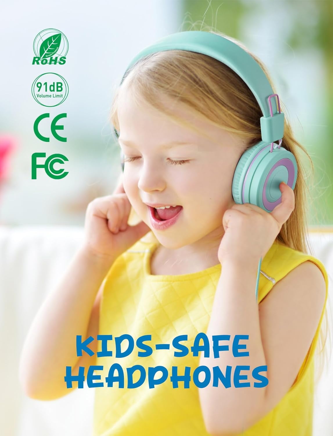 Mpow MPBH360AL Kids Headphones with Microphone(2 Pack) Blue & Green