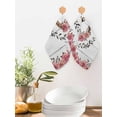 thumbnail image 2 of Pink Roses Kitchen Dish Towels for Drying Dishes Set of 4, Spring Horseshoes Floral Leaves Gray Wood Waffle Weave Microfiber Hand Tea Bathroom Towels Quick Dry & Absorbent Towel 12x12, 2 of 7
