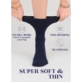thumbnail image 3 of Hugh Ugoli Women's Bamboo Loose Fit Diabetic Crew Socks, 6 Pairs, Navy Blue, Shoe Size: 10-12, 3 of 7