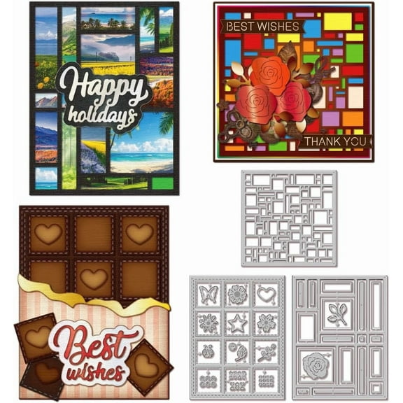 1set Mosaic Theme Carbon Steel Cutting Dies Stencils for Scrapbooking Photo Album Decorative Embossing Paper Card Mixed Shapes 110~142x110x0.8mm 3pcs/set