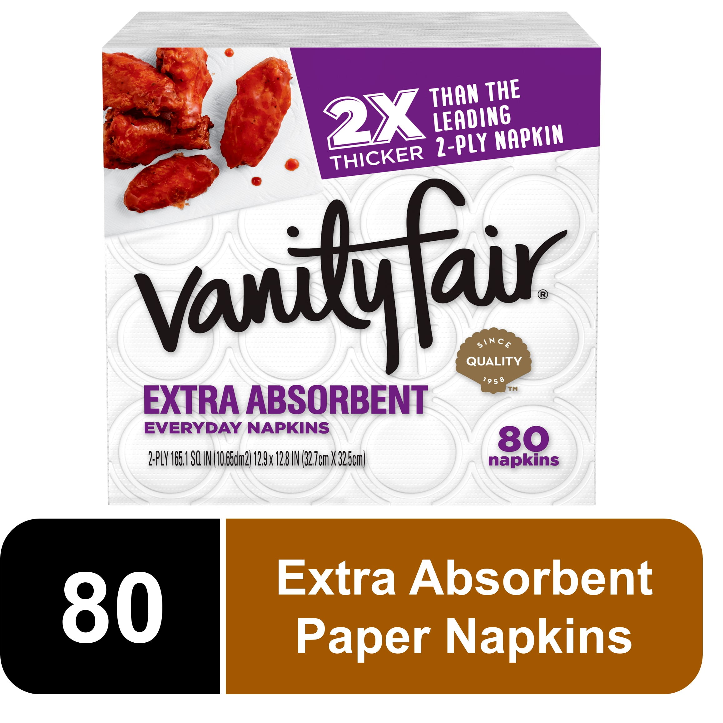 Dinner Size Vanity Fair Entertain Paper Napkins Classic White 80 Count Pack 