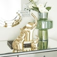 thumbnail image 3 of 12", 8", 5"H Gold Aluminum Metal Elephant Sculpture, by DecMode (3 Count), 3 of 9