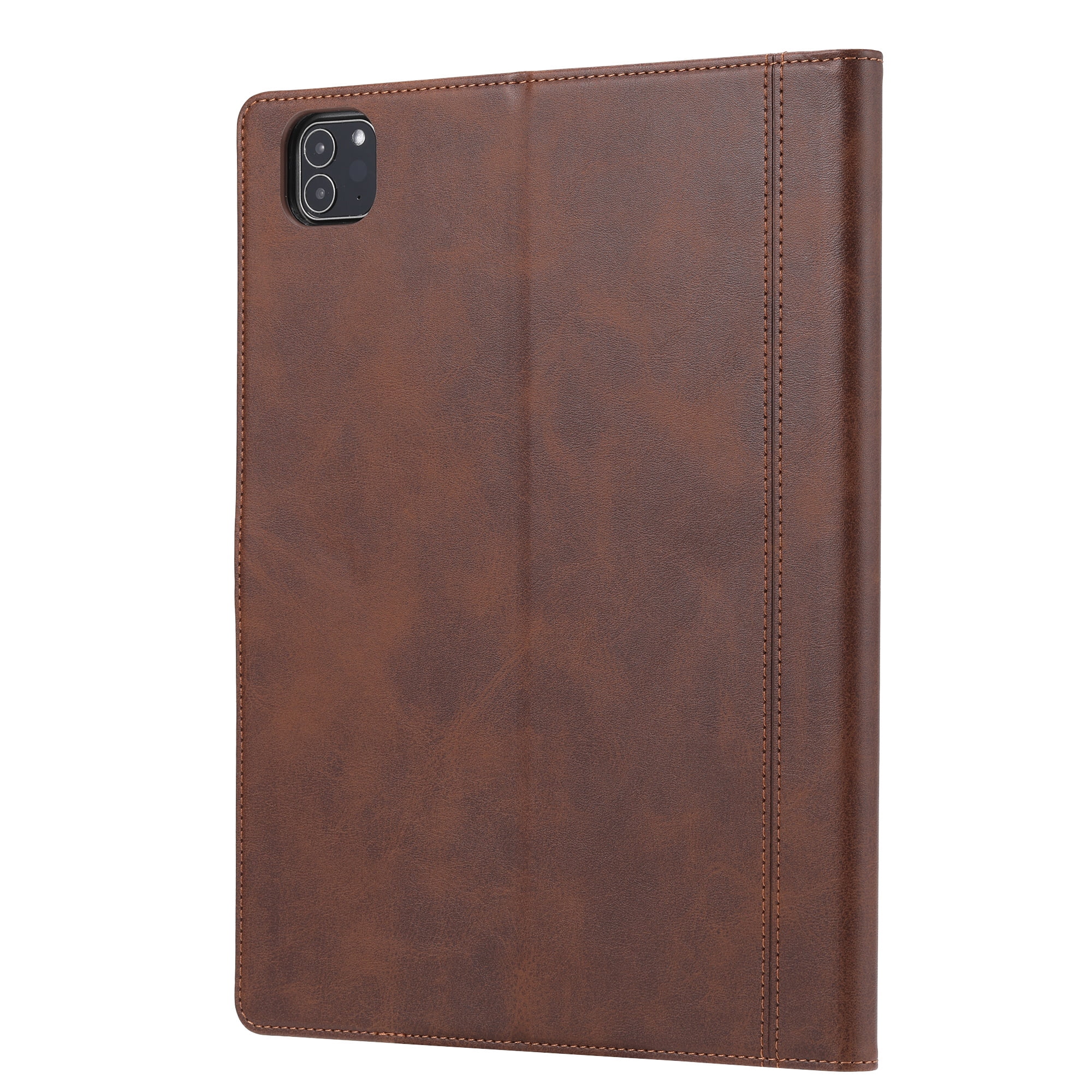 TECH CIRCLE Leather Case for (2022/2021/2020/2018) Apple 12.9-inch iPad Pro (6th/5th/4th/3rd Generation) - Smart Stand Case with Pencil Holder & Card Slots, Brown