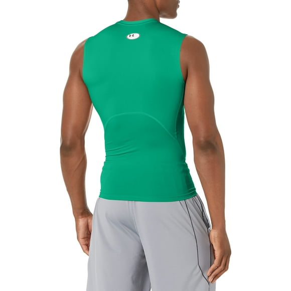 Under Armour Men's Standard HeatGear Compression Sleeveless T-Shirt, (305) Team Kelly Green / / White, Medium