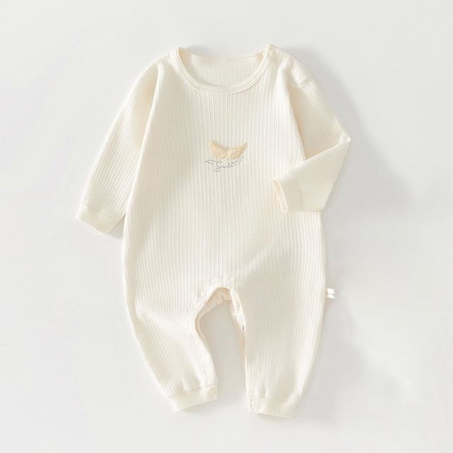 RXIRUCGD Barboteuse à Manches Longues Imprimée pour Bébé Filles Garçons Col Rond (Blanc, Taille : 3 Mois)