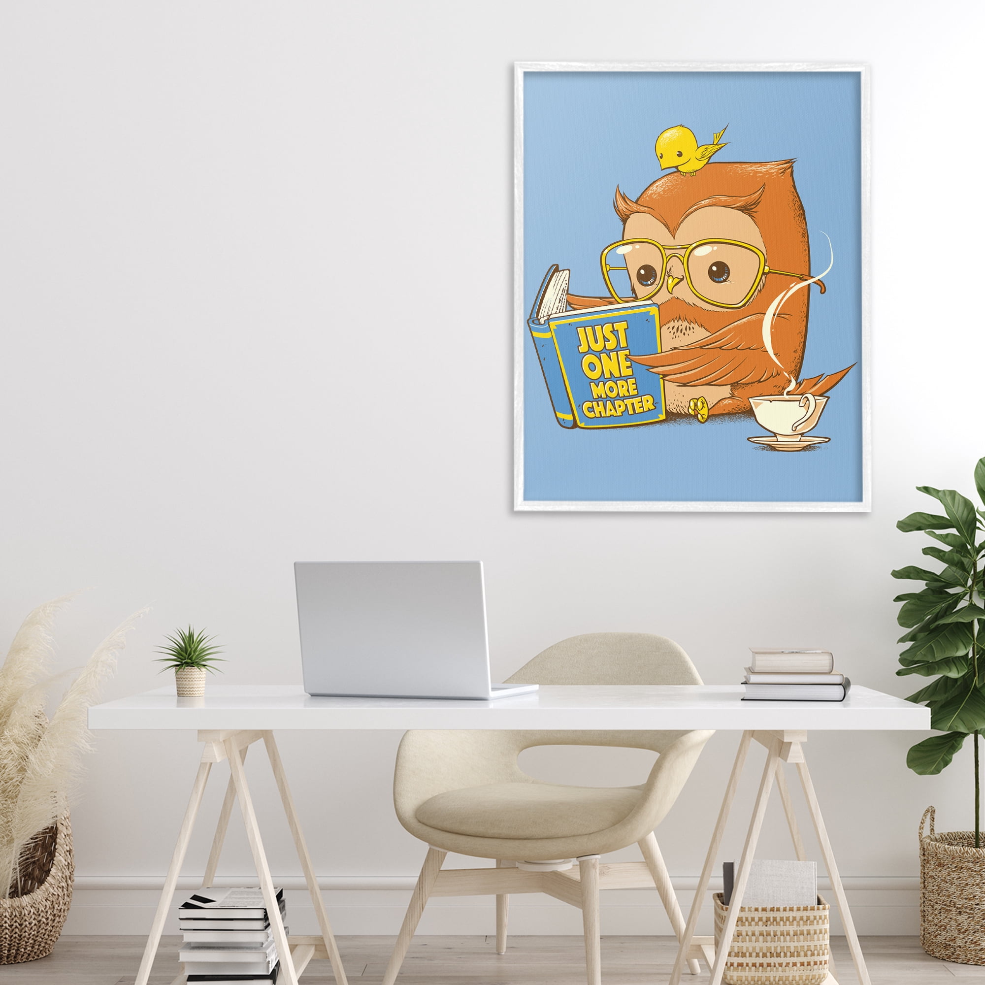 Stupell Industries One More Chapter Owl White Framed Giclee Art, design by Tobe Fonseca