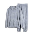 thumbnail image 2 of Elvqul Loose Fit Printed Design Long Sleeve Crew Neck Flannel Fleece Long Pants Side Pockets Pajama with Embroidered Detail, 2 of 8