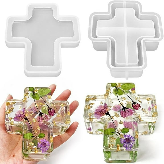 2 psc Cross Box Silicone Mold, Jar Storage Silicone Mold for Resin, Clay, Gypsum Casting