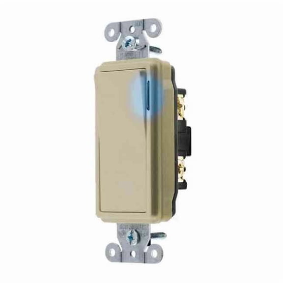 Ilminatd Wall Swtch, 1-Pole, 20A, Ivry, 120V
