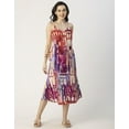 thumbnail image 2 of Moomaya Sleeveless V Neck A-Line Printed Rayon Dress - Women's Elegant Dress, 2 of 9