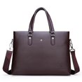 thumbnail image 2 of Heiheiup Men's Shoulder Bag Crossbody Bag Large Capacity PU Retro Briefcase Multifunctional Leather Bag Computer Bag, 2 of 5