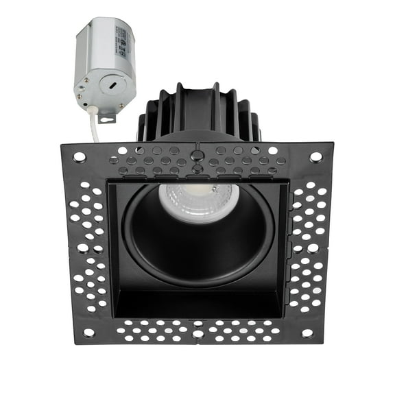 Maxxima 2 in. Trimless Slim Square Recessed Anti-Glare LED Downlight, Black, Canless IC Rated, 600 Lumens, 5 CCT 2700K-5000K