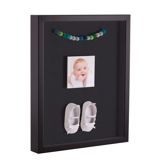 ArtToFrames 16x20 Inch Shadow Box Picture Frame, with a Satin Black Tall 1 Wide Shadowbox frame and Black Mat Backing (4654)