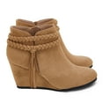 thumbnail image 2 of Dellytop Womens Wedge Ankle Boots Braided Fringe Strap Heeled Fall Booties Dress Shoes, 2 of 4