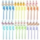 thumbnail image 1 of 24 pajitas reutilizables de plástico para beber de animales de la selva para niños, suministros para fiestas temáticas de animales de granja en colores aleatorios, 1 of 10