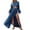 Blue, variant on GJSYRH Women's Summer Linen Sets 2 Piece Outfits Long Sleeve Crop Tops and High Waist Slit Maxi Skirts