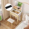 thumbnail image 4 of Costway Petit Bureau de Maquillage avec Miroir Éclairé LED Réglable et Prises de Courant Blanc, 4 of 10