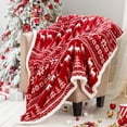 thumbnail image 3 of Red Sherpa Christmas Twin Blanket, Fuzzy Fluffy Soft Cozy Blanket, Fleece Flannel Plush Microfiber Blanket for Couch Bed Sofa (60" X 80", Red Reindeer), 3 of 6