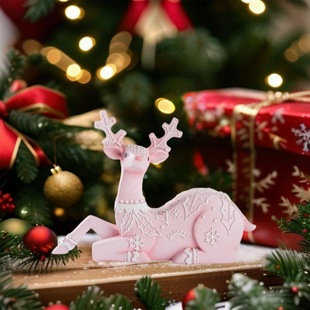 Reinforced Resin Reindeer Figurine Christmas Decorations for Holiday Home and Office Festive Crafts Ornaments