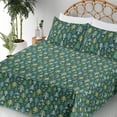 thumbnail image 3 of Ambesonne Forest Fitted & Flat Sheet with Shams 4 Pcs Set, Woodland Pine Tree Jungle, King, Teal Khaki Cadet Blue, 3 of 5