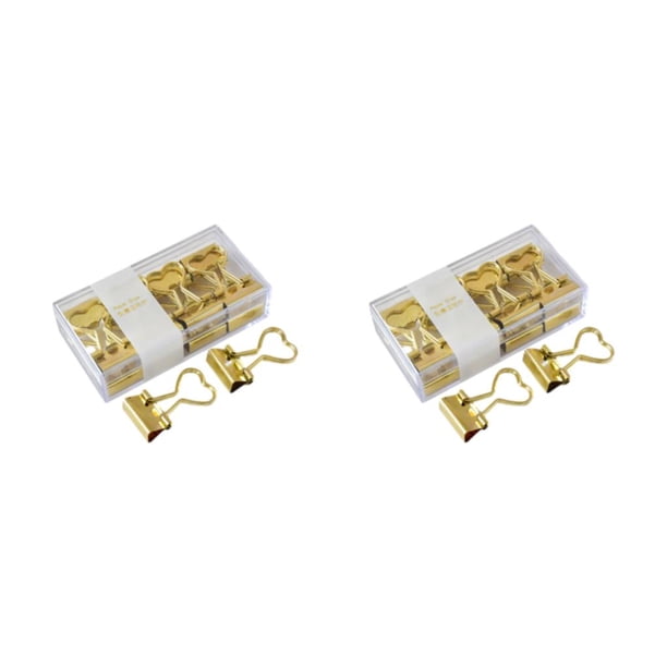 Inteprter Clips de carpeta de metal de 12 piezas para organizar documentos - Amplia aplicación Amor - Oro 2Conjunto