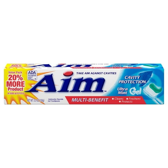 Aim Cavity Protection Toothpaste STF9 Ultra Mint Gel, 5.5 Ounce, 3 Pack
