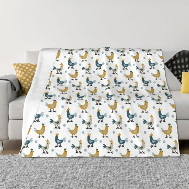 Balery Farm Roosters Manta de Franela con Dibujo, Lujo Ultra Suave y Cálido, Antipelusa y Resistente a las Arrugas para Cama, Sofá, Camping -80"x60"